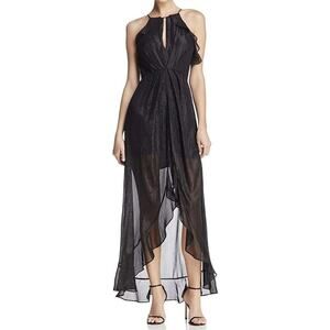 Astr Black High-Low Halter Evening Dress
